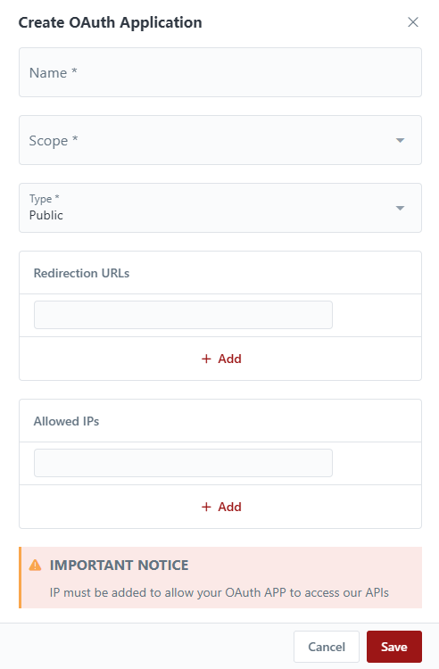 Create OAuth Application